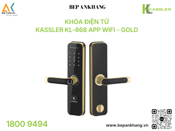 Khóa điện tử Kassler KL-668 App Wifi - Gold 